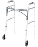 Deluxe Two Button Folding Walker with 5" Wheels