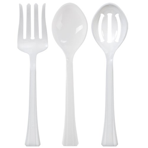 Lillian Tablesettings3 in 1 Pack of 3 Plastic Serving Utensils, 2.5 x 2.5 x 11.5 inches, Pearl White (65909)