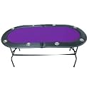 73" Purple 8 Player Casino Texas Holdem w/ Stainless Steel CUP Holders Poker Table