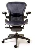 Aeron Chair - Save 20% on Leather Arms- Highly Adjustable Graphite Frame - Blue-Black Tuxedo (Large) by Herman Miller