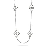 Eve's Addiction Sterling Silver Six Station Cross Linked Necklace