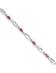Sterling Silver Pink Tourmaline And Diamond Bracelet, Best Quality Free Gift Box Satisfaction Guaranteed