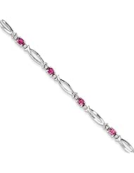 Sterling Silver Pink Tourmaline and Diamond Bracelet