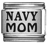 Clearly Charming Navy Mom Laser Italian Charm