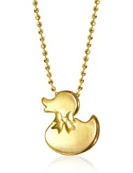 Alex Woo "Little Baby" 14k Yellow Gold Ducky with Bow Pendant Necklace, 16"