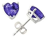 All-Natural Genuine 4 mm, Heart Shape Tanzanite earrings set in Platinum