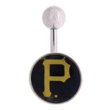 Pittsburgh Pirates 316L Stainless Steel Belly Ring - 14G - 3/8 Inch Bar Length - Sold Individually