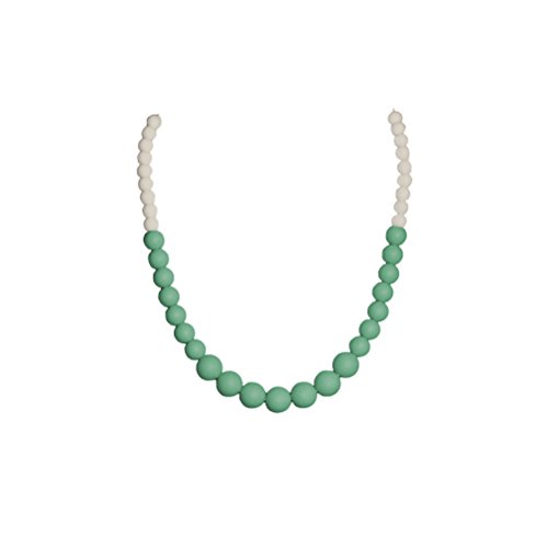 Silicone Teething Necklace for Mom - BPA Free. For chewing also used as a nursing necklace - provides soothing relief & acts as a sensory toy (giraffe, Nuby, & ring alternative) - Mint Green