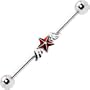 Surgical Steel Red Wing Star Industrial Barbell Earring