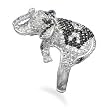 Rhodium Plated CZ Elephant Ring in Sterling Silver