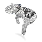Rhodium Plated CZ Elephant Ring in Sterling Silver