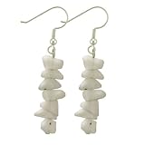 Sterling Silver Rose Quartz Stone Chip Dangle Earrings