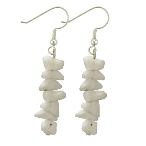 Sterling Silver Rose Quartz Stone Chip Dangle Earrings