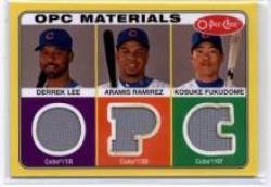 2009 UD O-Pee-Chee Materials #LRF Kosuke Fukudome / Derrek Lee / Aramis Ramirez - Chicago Cubs (Piece of Authentic Jerseys) (Baseball Cards)
