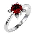 18K White Gold Plated Rose Ring - Ruby
