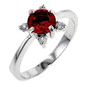 18K White Gold Plated Rose Ring - Ruby