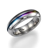 Rainbow rings - Rounded Titanium Ring, Rainbow Cutout