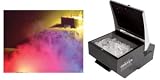 American DJ 400 watt unit creates low lying fog by running the fog through a cooling chamber uses regular ice!