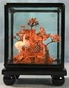 Chinese cork carving / sculpture / picture - hand carved, black lacquer frame (#626)