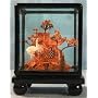 Chinese cork carving / sculpture / picture - hand carved, black lacquer frame (#626)