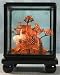 Chinese cork carving / sculpture / picture - hand carved, black lacquer frame (#626)