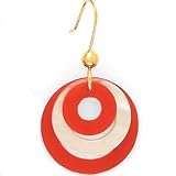 14K RED JADE & MOP CIRCLE EARRINGS (FRENCH WIRE)