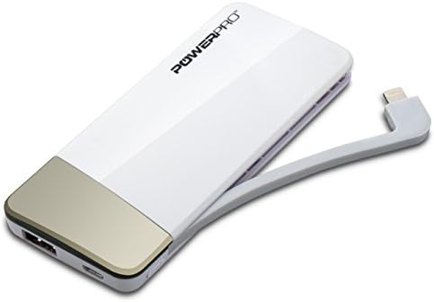 PowerProTM Patented Ultra Premium Compact Mini Portable Charger - External Battery 5500mAh Power Bank - **FREE** Carrying Case and Charge Cable Included - for Apple iPhone 6, 6 Plus, 5S, 5C, 5, 4S, iPad, Air, Mini, Samsung Galaxy S4, S3, Note, Nexus, LG, HTC, HTC One, Moto, Droid, Nokia Lumia 520, 1020 and most other Smartphones. Portable Battery Charger with **LED Power Charge Meter**, Portable Phone Charger, USB Battery, Rechargeable Battery Backup, External Charger, USB Battery Charger - **LIFETIME REPLACMENT WARRANTY** - Charge Two Devices At The Same Time - Get the Coolest Brand for Him and Her! (iPhone Lightning WHITE)