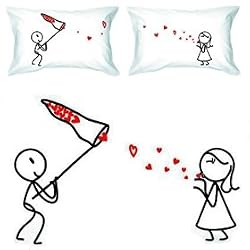 BoldLoft "Catch My Love" Couple Pillowcases-Romantic Valentines Gifts for Couples,Cute Valentines Day Gift Ideas,Good Couple Gifts for Valentines,Romantic Anniversary Gifts