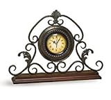 Scroll Design Metal And Wood Mantle Clock Beautiful Home Decor