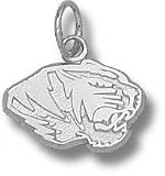 Missouri Tigers Solid Sterling Silver Tiger Head 5/16'' Pendant