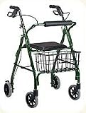 4 Wheel Aluminum Rollator Padded Seat Green