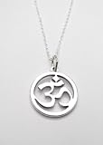 OM Necklace Sterling Silver Yoga Sanskrit Symbol Charm