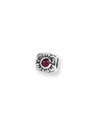 Red CZ, Floral Charm in Silver for 3mm Charm Bracelets