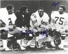 LC Greenwood Autographed/Hand Signed Pittsburgh Steelers 16X20 Photo 4 sig Bench