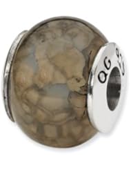 Sterling Silver Black Cracked Agate Stone Charm