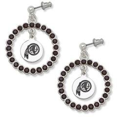 NFL Officially Licensed Washington Redskins Earrings - Black Crystals & Logo
