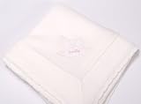 from Bespoke Baby Gifts Personalised Baby Shawl with Rocking Horse Design and Babys Name Embroidered in Pink. Baby Gift.