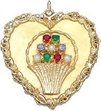 Heart with Basket of Flowers, 14K Gold Charm