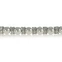 Sterling Silver Simulated Pearl and Cubic Zirconia Bracelet by Charles Winston, 7.5"