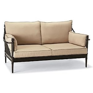 Sorrento Outdoor Loveseat with Cushions - Parallel Barley - Frontgate, Patio Furniture