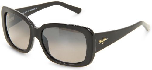Maui Jim Lani GS239-02 Polarized Square Sunglasses,Gloss Black Frame/Neutral Grey Lens,One Size On Sale