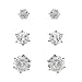 Jewelry : Set of Three Sterling Silver White CZ Post Earrings in 3mm 4mm and 5.25mm - Cute Gift Set