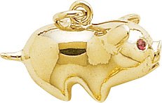Rembrandt Charms Pig Charm, 14K Yellow Gold