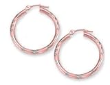 14k Two-Tone 3 mm Diamond-Cut Hoop Earrings