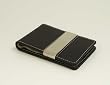 Black Leather Wallet/Credit Card Case With Built In Money Clip, Black