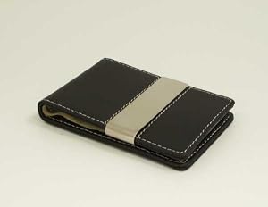 Black Leather Wallet/Credit Card Case With Built In Money Clip, Black