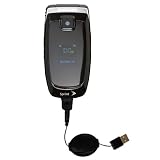 Retractable USB Cable for the Samsung A640 with Power Hot Sync and Charge capabilities - Gomadic Brand w/ TipExchange Technology