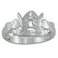 Sterling Silver Playboy Ring Kissing Bunnies Double Bunny Logo with Hearts Size 8 Rabbit Head Design Authentic Licensed Jewelry SPBR321-8