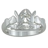Sterling Silver Playboy Ring Kissing Bunnies Double Bunny Logo with Hearts Size 8 Rabbit Head Design Authentic Licensed Jewelry SPBR321-8