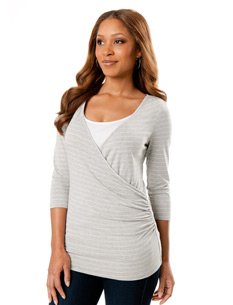 A Pea in the Pod: 3/4 Sleeve V-neck Faux Wrap Nursing Sleep Top